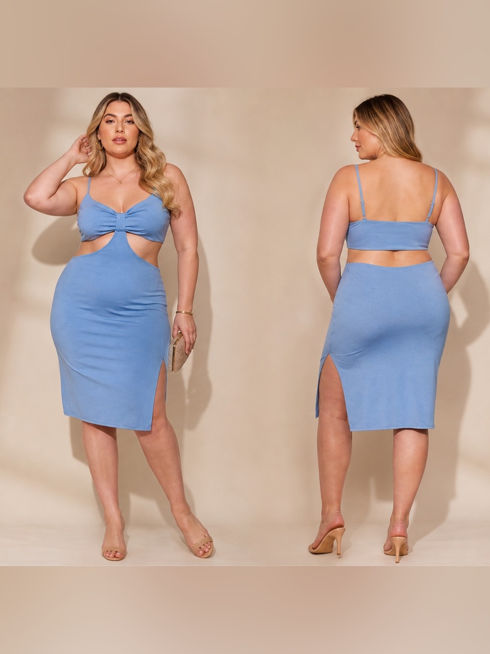 Nwt blue SLEEVELESS CUT OUT BODYCON MINI DRESS plus size